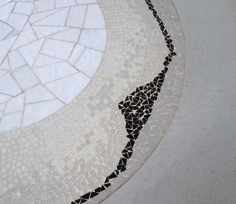 Mosaic and Brass Coffee Table attributed to Berthold Müller, 1950s