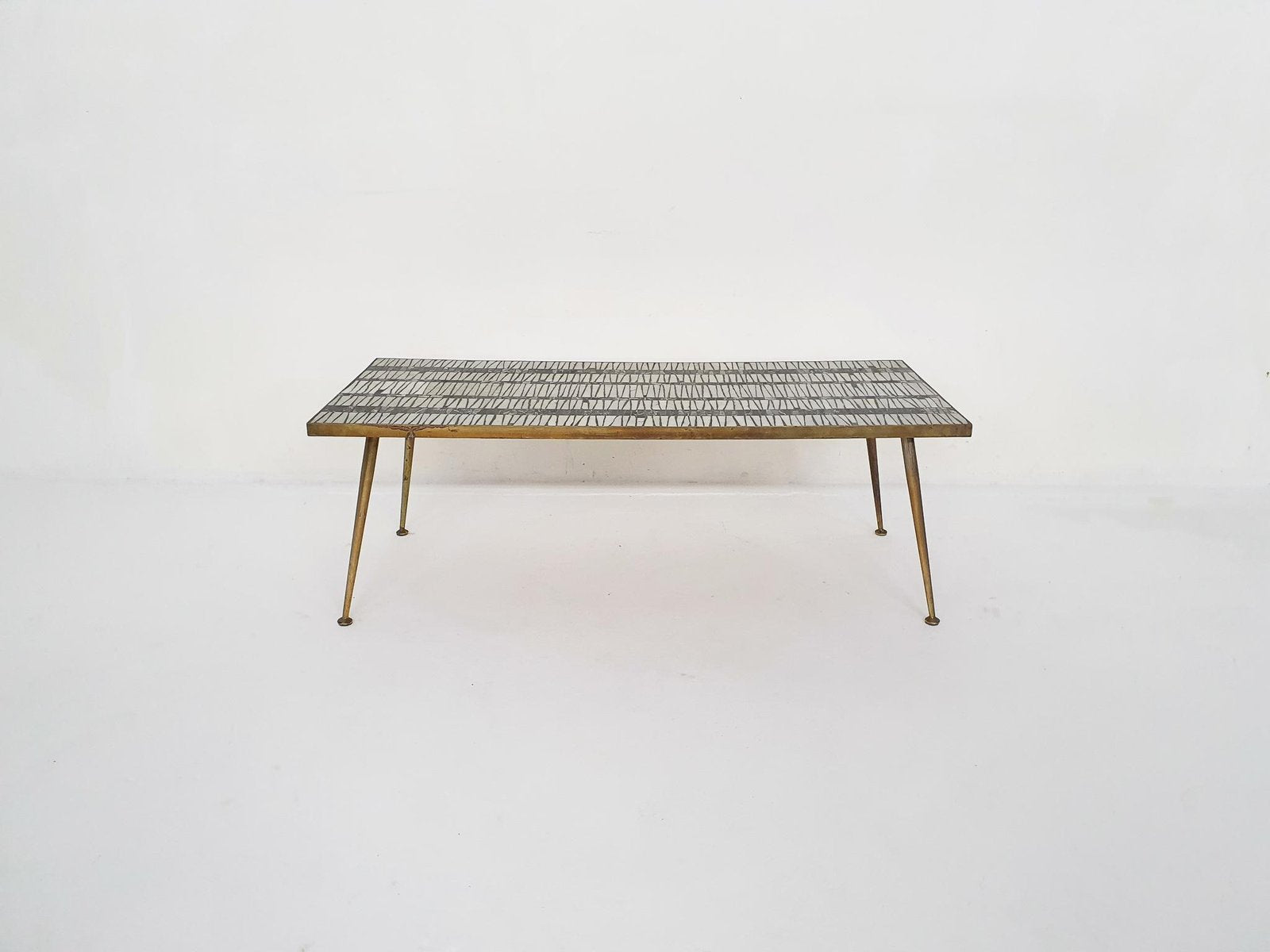 Mosaic Coffee Table With Brass Legs by Berthold Müller, Germany, 1950s