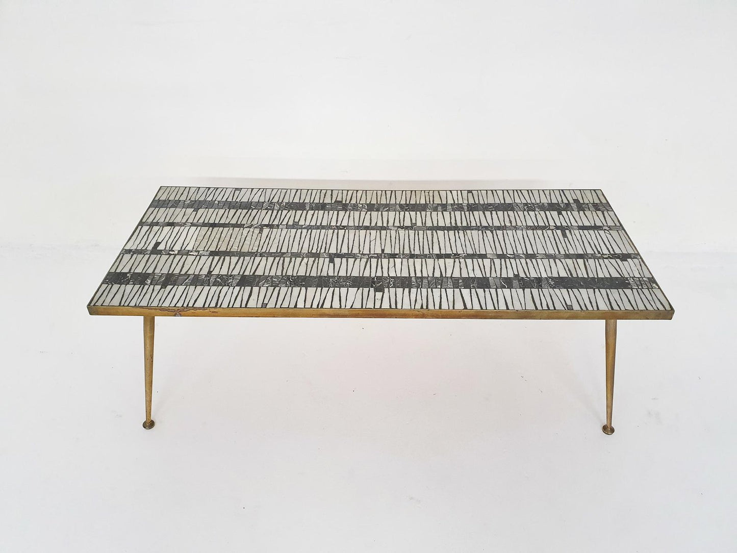 Mosaic Coffee Table With Brass Legs by Berthold Müller, Germany, 1950s