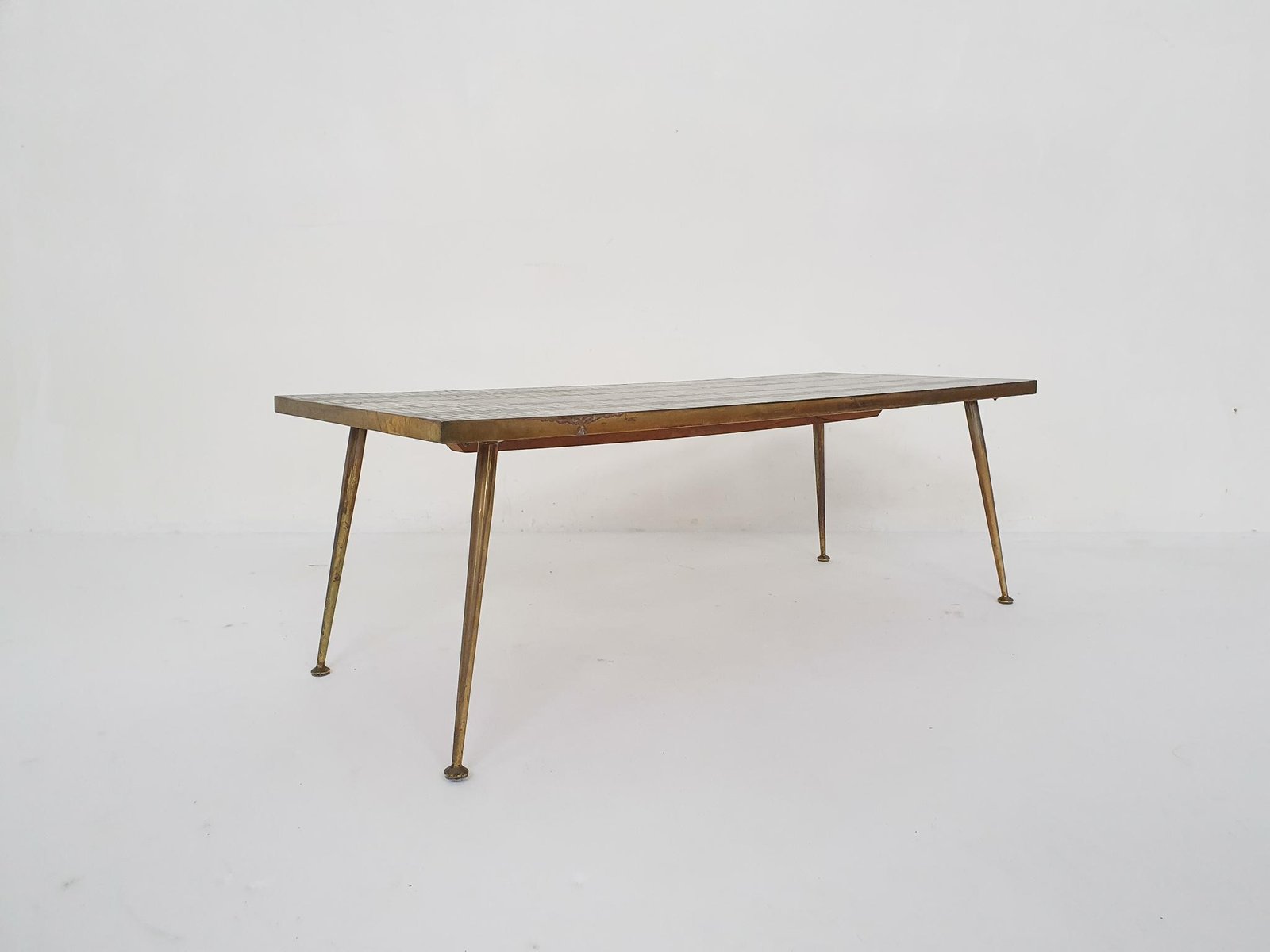 Mosaic Coffee Table With Brass Legs by Berthold Müller, Germany, 1950s