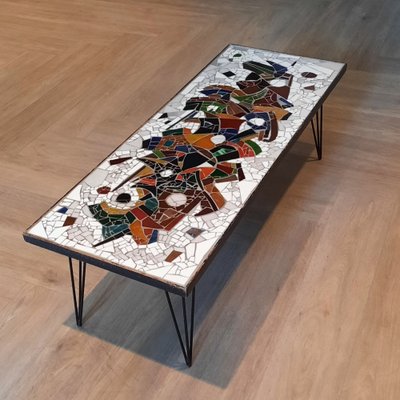 Mosaic Coffee Table with Hairpin Legs, 1950s-SJU-1452942