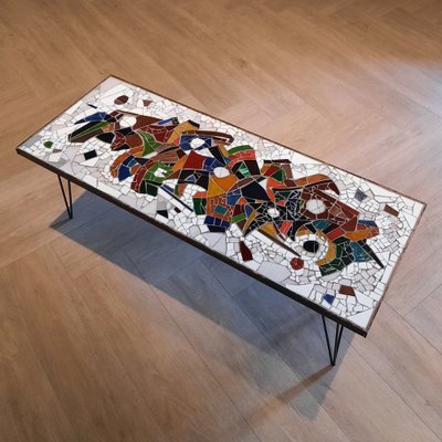 Mosaic Coffee Table with Hairpin Legs, 1950s-SJU-1452942