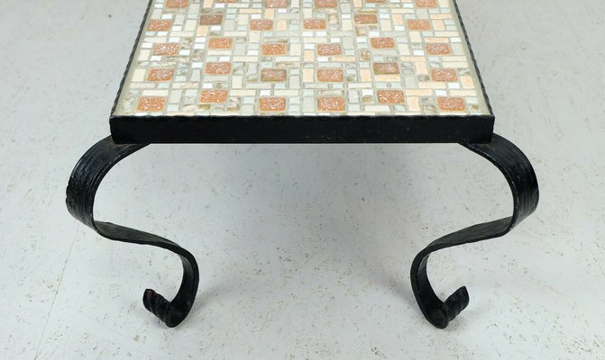 Mosaic Table with Wrought Iron Frame, 1960s-FH-1034719