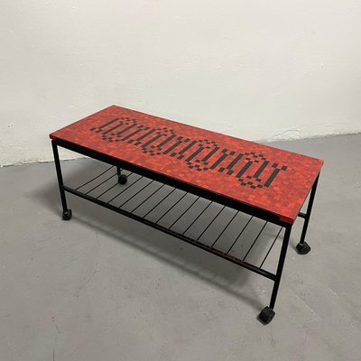 Mosaic Tile Coffee Table in Metal and Ceramic, 1950s-EHE-1420209