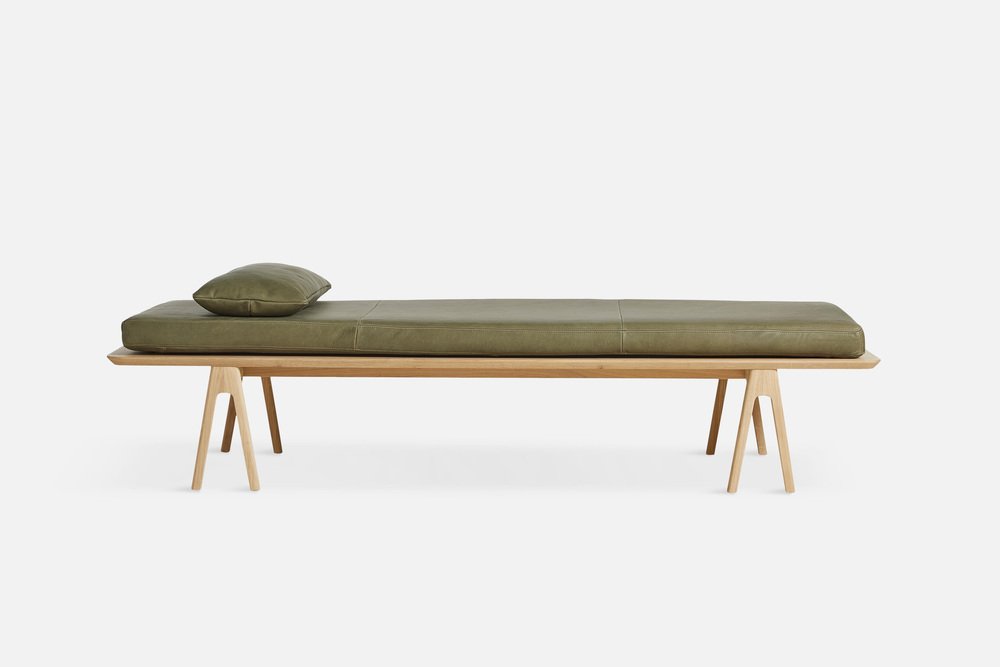 Moss Green Leather Level Pillow by MSDS Studio