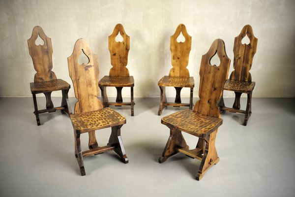 Mountain Chairs, France, 1950s, Set of 6-FQ-1178394