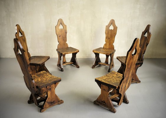 Mountain Chairs, France, 1950s, Set of 6-FQ-1178394