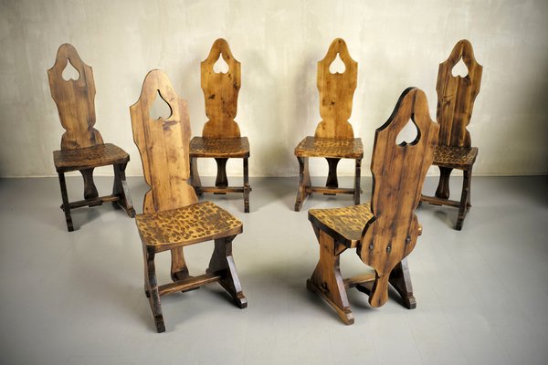 Mountain Chairs, France, 1950s, Set of 6-FQ-1178394