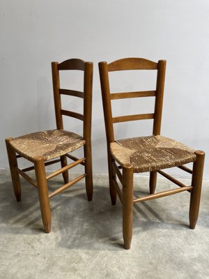 Mountain Chalet Chairs in Straw, France, 1960s, Set of 2-LA-1271016