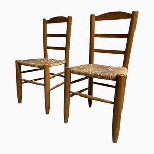 Mountain Chalet Chairs in Straw, France, 1960s, Set of 2-LA-1271016