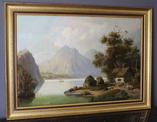 Mountain Landscape, 1800s, Oil on Canvas, Framed-BCR-1742566