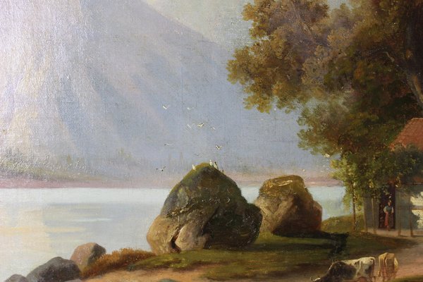 Mountain Landscape, 1800s, Oil on Canvas, Framed-BCR-1742566