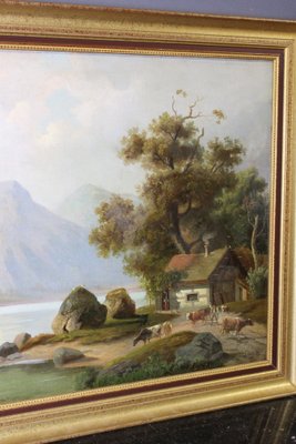 Mountain Landscape, 1800s, Oil on Canvas, Framed-BCR-1742566