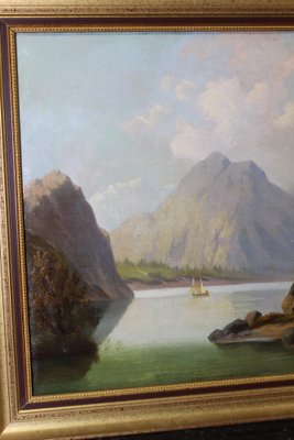 Mountain Landscape, 1800s, Oil on Canvas, Framed-BCR-1742566