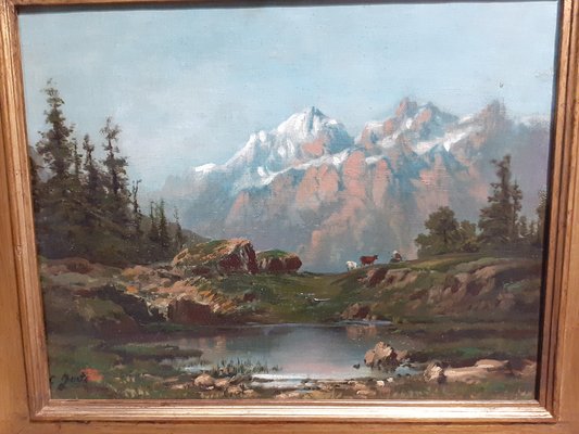 Mountain Landscape, 1890s, Oil on Canvas, Framed-AKA-1794128