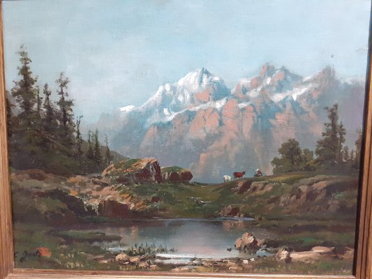 Mountain Landscape, 1890s, Oil on Canvas, Framed-AKA-1794128