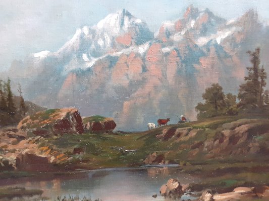 Mountain Landscape, 1890s, Oil on Canvas, Framed-AKA-1794128