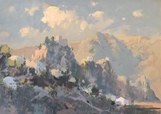 Mountain Landscape, 1985, Oil on Board-AOI-1106915