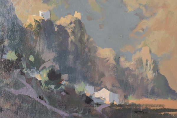 Mountain Landscape, 1985, Oil on Board-AOI-1106915