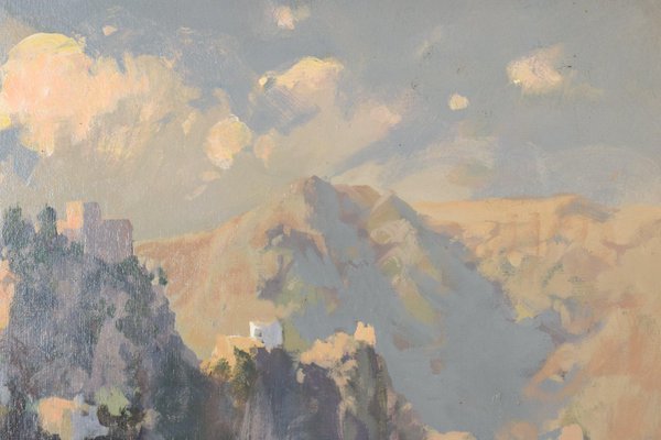 Mountain Landscape, 1985, Oil on Board-AOI-1106915