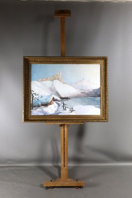 Mountain Landscape Under the Snow, 1950s, Oil Painting-WSV-1807101