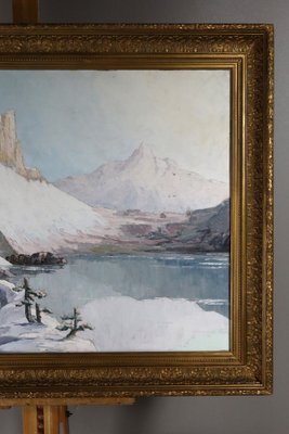 Mountain Landscape Under the Snow, 1950s, Oil Painting-WSV-1807101