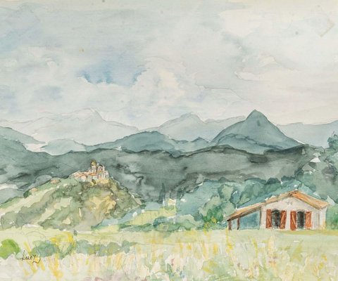 Mountain Landscape, Watercolour on Paper-WFS-903973