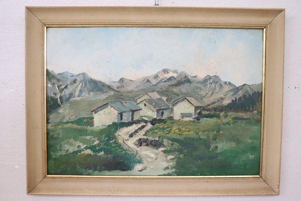 Mountain Landscapes, Oil Painting on Plywood, Framed, Set of 2-DCO-2032349