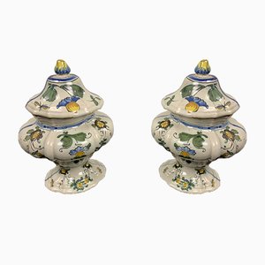 Moustier Covered Pots, 1700s, Set of 2-BZK-894102