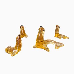 Mouth-Blown Glass Seal Sculptures from Lauscha, 1960s, Set of 4-YGX-589111