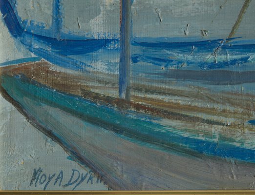 Moya Claire Dyring, French Marine Scene, 1950s, Oil Painting, Framed-MAX-1760112