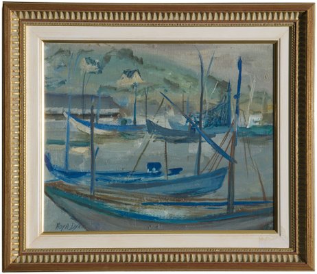 Moya Claire Dyring, French Marine Scene, 1950s, Oil Painting, Framed-MAX-1760112