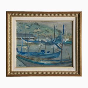 Moya Claire Dyring, French Marine Scene, 1950s, Oil Painting, Framed-MAX-1760112