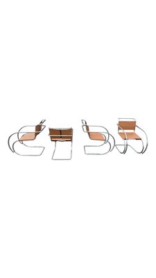 Mr20 Tubular Leather Armchairs by Ludwig Mies Van Der Rohe, Italy, 1980s, Set of 2-LA-2027729