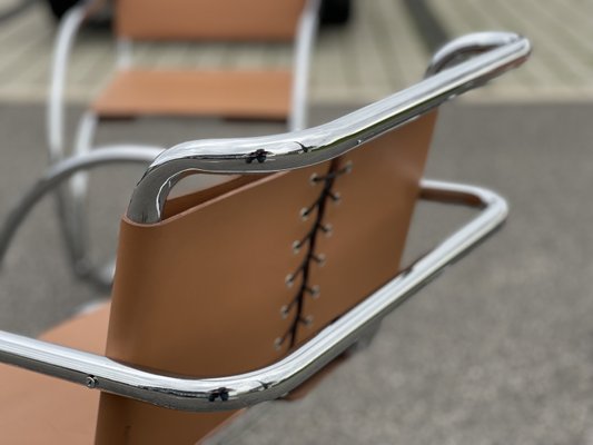 Mr20 Tubular Leather Armchairs by Ludwig Mies Van Der Rohe, Italy, 1980s, Set of 2-LA-2027729