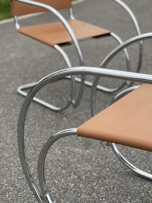 Mr20 Tubular Leather Armchairs by Ludwig Mies Van Der Rohe, Italy, 1980s, Set of 2-LA-2027729