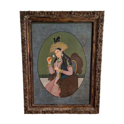 Mughal Queen Mumtaz Mahal, Oil on Panel, 19th Century, Framed-FRB-1789668