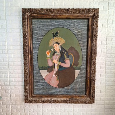 Mughal Queen Mumtaz Mahal, Oil on Panel, 19th Century, Framed-FRB-1789668