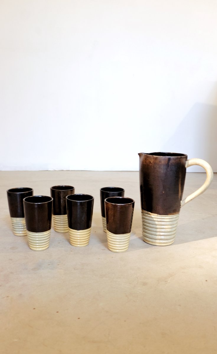 Mugs & Cups by Suzanne Ramié for Madoura, 1940s, Set of 7