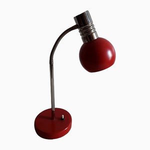 Multi-Adjustable Desk Lamp with Orange Painted Metal Base and Shade, Chromed Metal Frame, Spiral Arm & Black Plastic Cover, 1970s-HOI-1223427