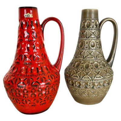 Multi-Color Fat Lava Art Pottery Vases from Bay Ceramics, Germany, Set of 2-QZ-1256946