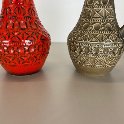 Multi-Color Fat Lava Art Pottery Vases from Bay Ceramics, Germany, Set of 2-QZ-1256946