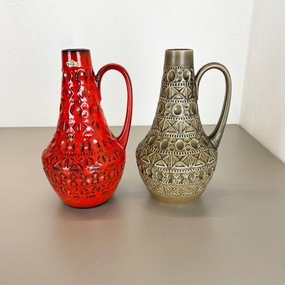 Multi-Color Fat Lava Art Pottery Vases from Bay Ceramics, Germany, Set of 2-QZ-1256946