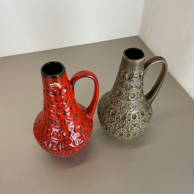 Multi-Color Fat Lava Art Pottery Vases from Bay Ceramics, Germany, Set of 2-QZ-1256946