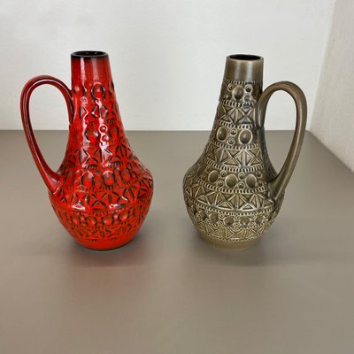 Multi-Color Fat Lava Art Pottery Vases from Bay Ceramics, Germany, Set of 2-QZ-1256946