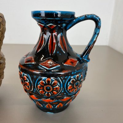 Multi-Color Fat Lava Op Art Pottery Vase by Bay Ceramics Germany, 1960s, Set of 2-QZ-1282186