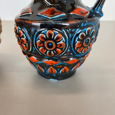 Multi-Color Fat Lava Op Art Pottery Vase by Bay Ceramics Germany, 1960s, Set of 2-QZ-1282186