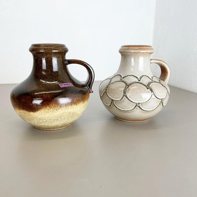 Multi-Color Fat Lava Pottery Vases from Scheurich, Germany, 1970s, Set of 2-QZ-1256949