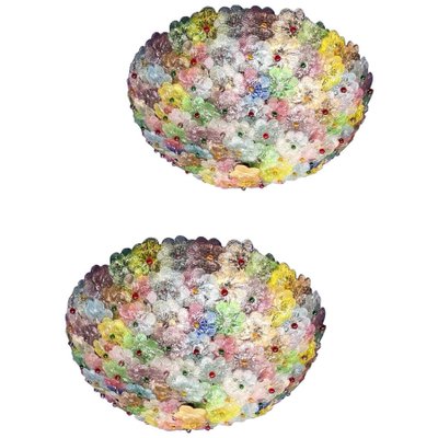 Multi-Color Flowers Basket Murano Glass Ceiling Light, Set of 2-MBH-1031751