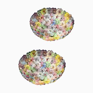 Multi-Color Murano Glass Flowers Basket Ceiling Light, Set of 2-MBH-1031759